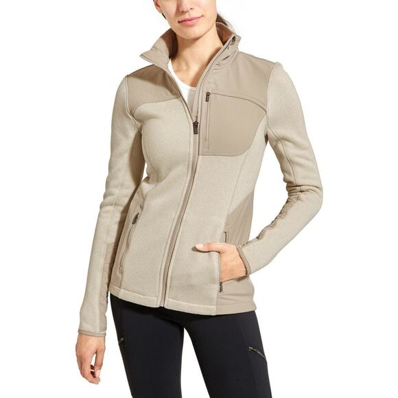 Athleta Truckee Track Full Zipper Fleece Jacket in Sandcastle Heather Size XS - Picture 6 of 6